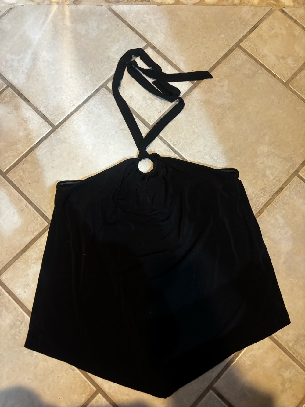 INC International Concepts Black Halter Top with Front Ring